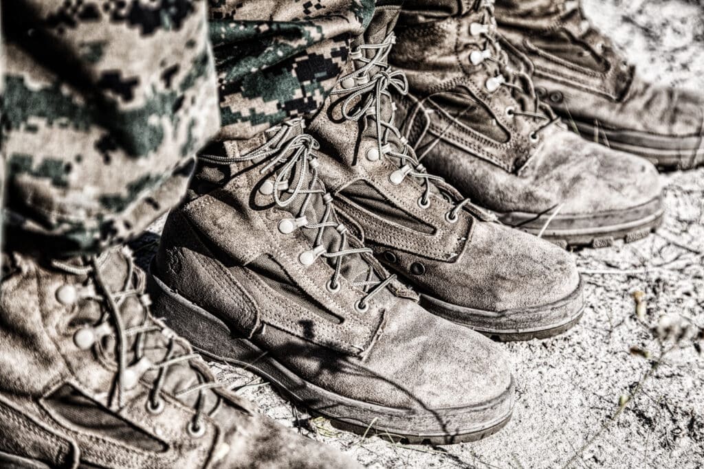 Combat boots in the desert