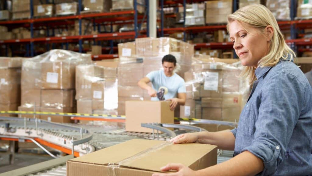 Woman in Global Retail Warehouse